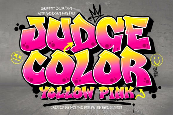 Judge Color Yellow Pink: Bold Graffiti Typography for Impactful Design